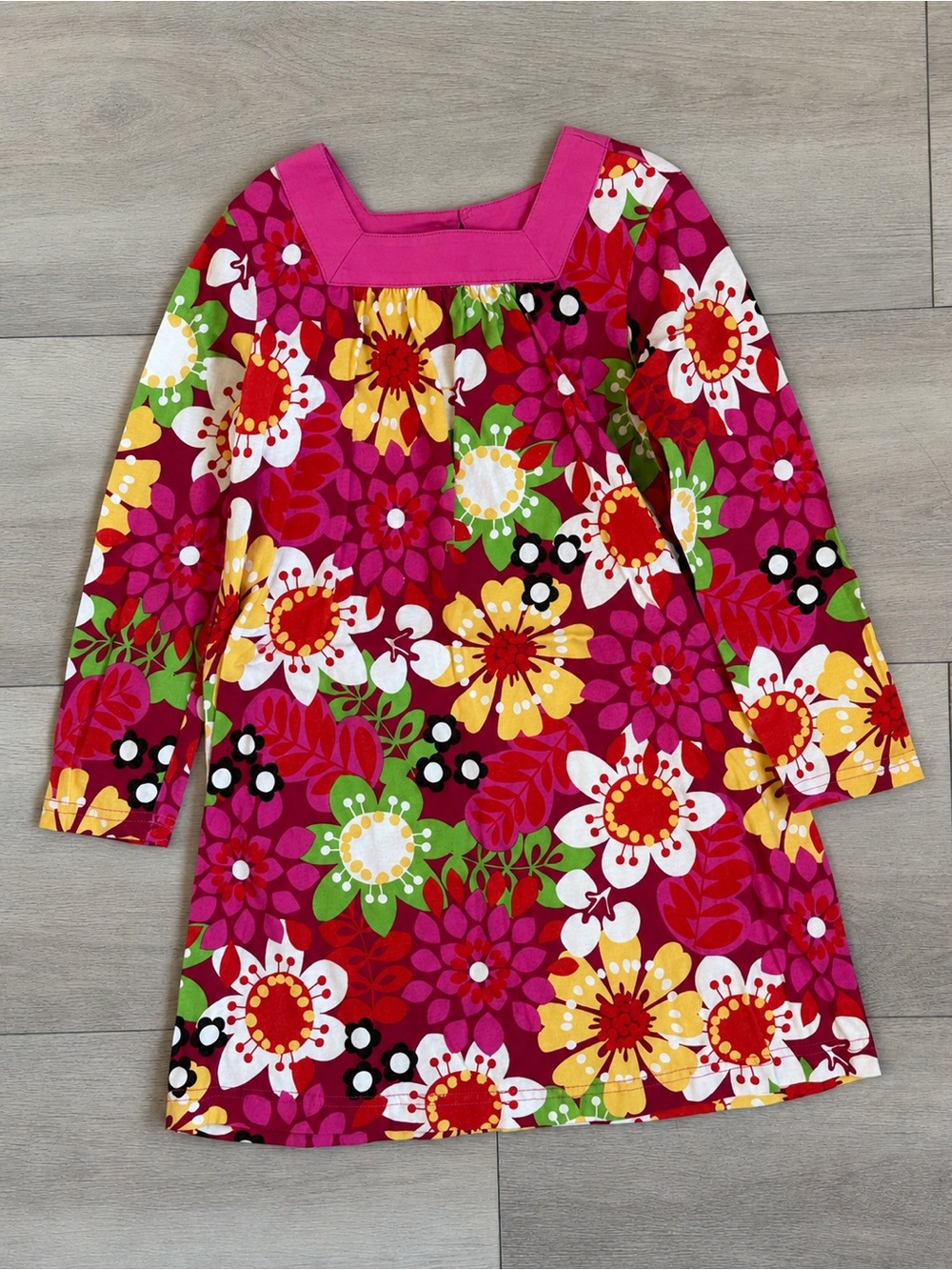 Hanna Andersson Dress Size 6-7 120 Multicolor Floral Long Sleeve